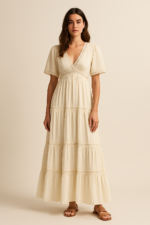 Talia Boho Maxi Dress in Cream