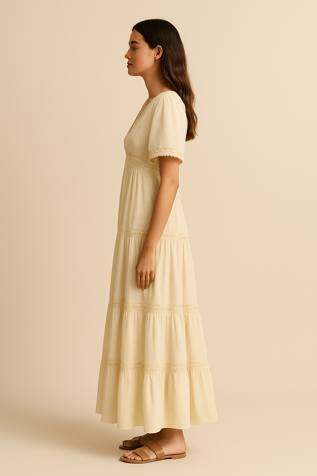 Talia Boho Maxi Dress in Cream - Image 4