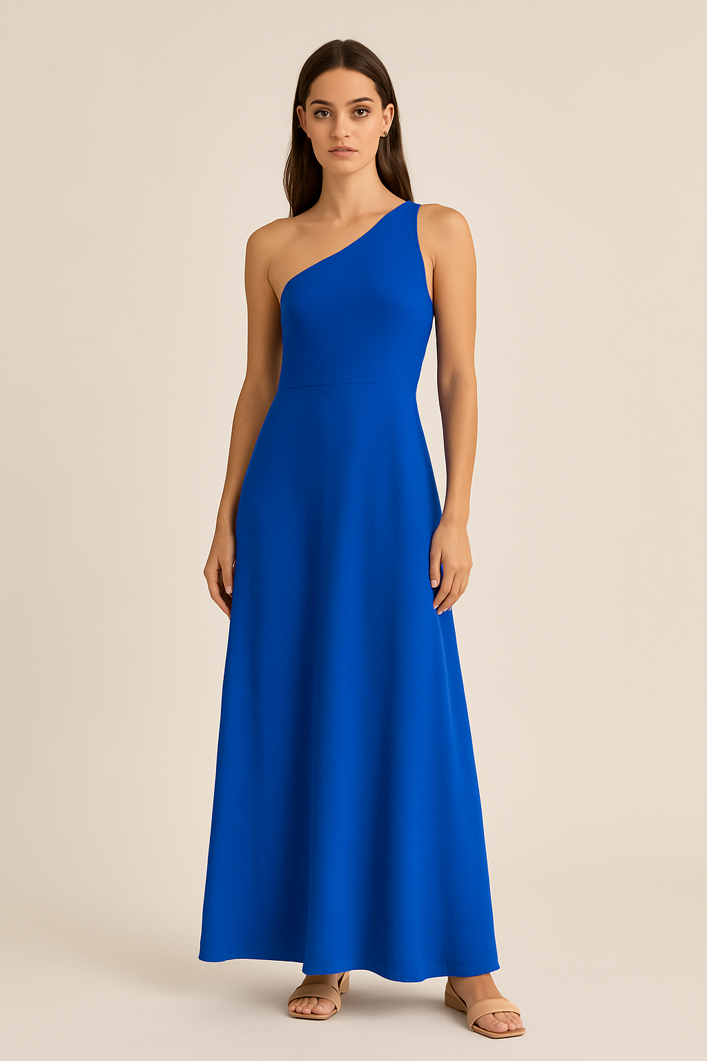 Vera One-Shoulder Maxi Dress in Cobalt